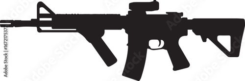 modern assault rifle silhouette vector featuring m4 carbine collapsible stock and optical sight