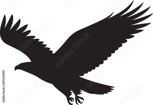 minimalist black and white bird of prey emblem vector silhouette suitable for posters branding and digital art projects