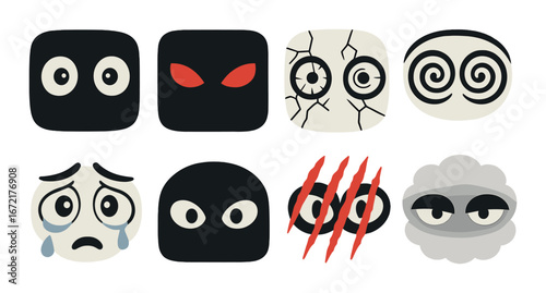 Various cartoon eyes expressions with emotions and effects