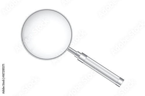 Realistic transparent magnifying glass isolated background lens search tool zoom magnify optical loupe clarity optical lens magnifier reflection inspection vector illustration design