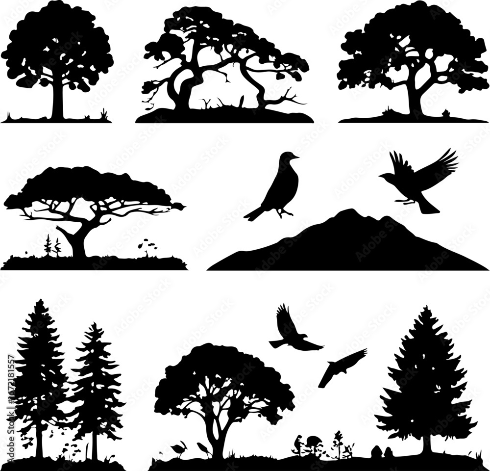 Obraz premium Nature Scenes With Trees Vector Art