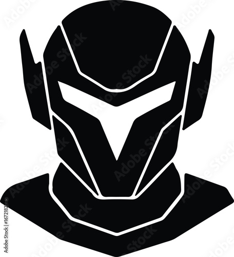 Illustrator Vector Futuristic warrior or superhero headgear helmet silhouette