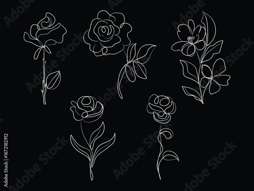 Vector floral design with a vintage sketch of black roses and rose buds