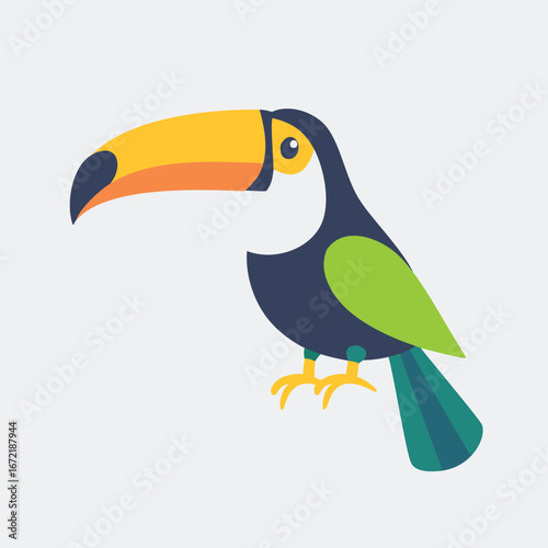 Colorful toucan bird with large beak tropical wildlife