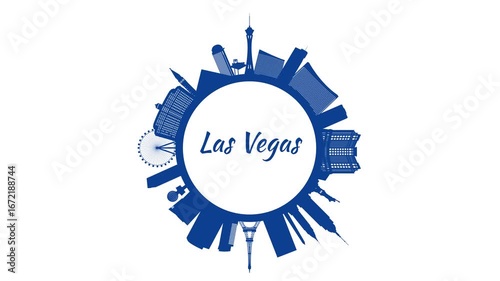 Las Vegas city skyline circular rotation animation