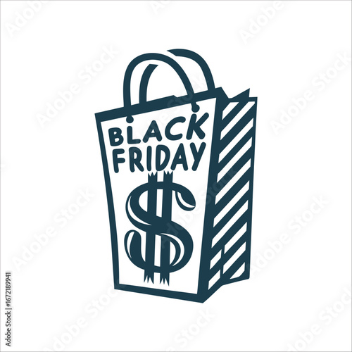 Black Friday Shopping Bag with Dollar Sign Black Friday Shopping bag with a dollar sign bold greedy energy