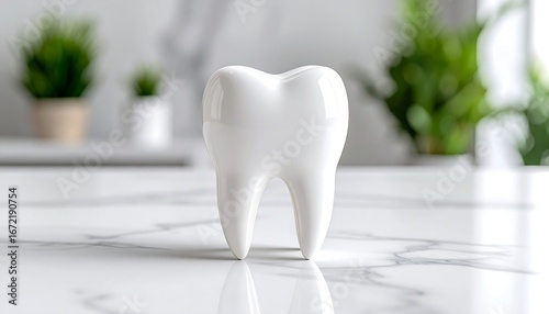 Healthy White Tooth on Marble.