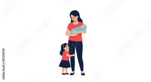 Happy mother and children together forever cherishing each other and building beautiful family memories