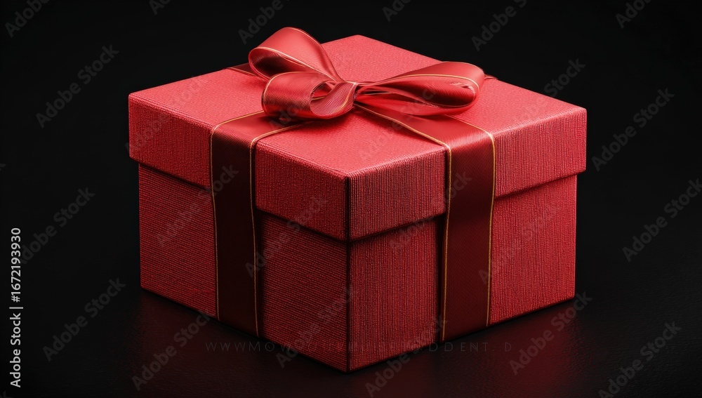 Obraz premium Red gift box with a bow (1)