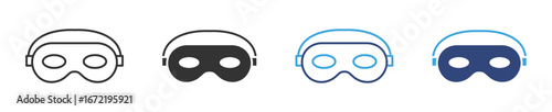 Eye Mask for sleeping for travel and rest comfortable blindfold icon set in outline and flat style , vector illustration.