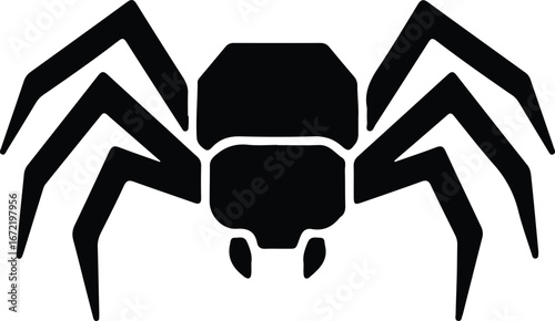 Illustrator Vector Simple geometrical black tarantula silhouette