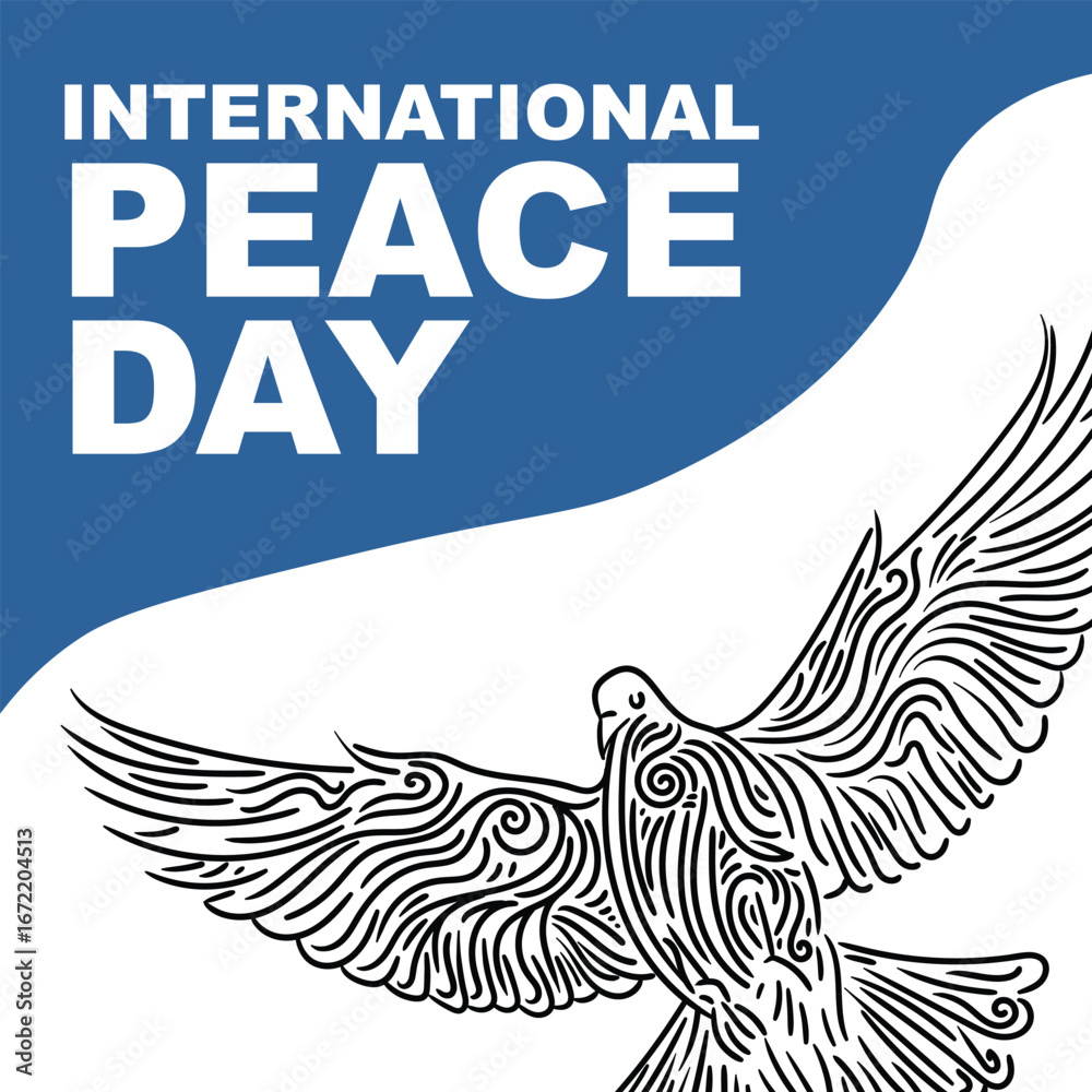 Fototapeta premium International peace day design with abstract doodle of dove