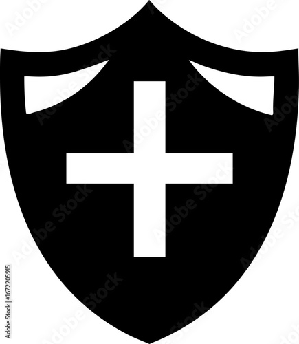 Classic black and white shield silhouette for heraldry and design