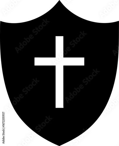 Classic black and white shield silhouette for heraldry and design