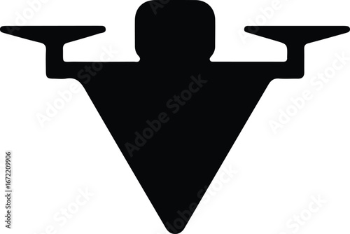Illustrator Vector Triangular robotic butler holding two food trays silhouette