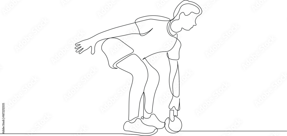 Fototapeta premium Hamstring Stretch Man. One Line Art Minimalist Fitness Illustration