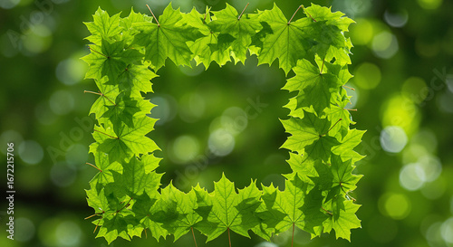 Green leaf frame design background for nature-themed projects and creative use