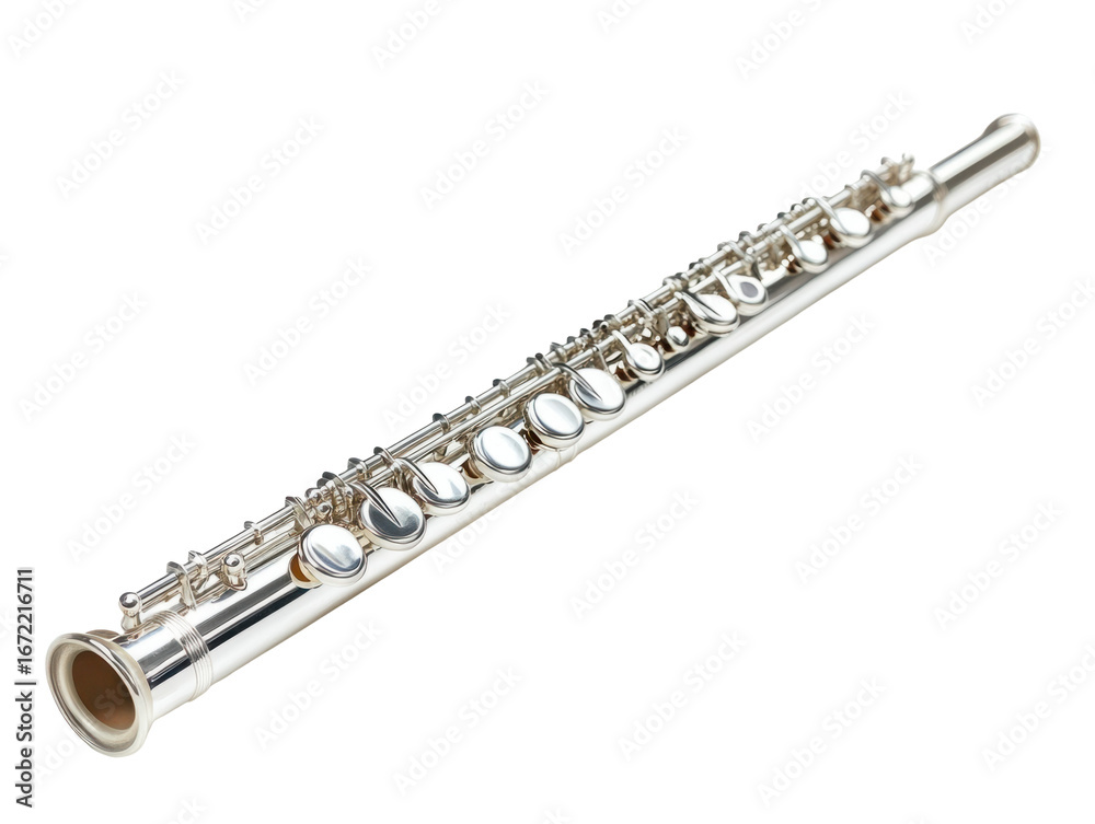 Obraz premium Silver Flute on Transparent Background