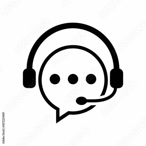 Chat Support Logo Vector  Headset Communication Service Icon Design.
