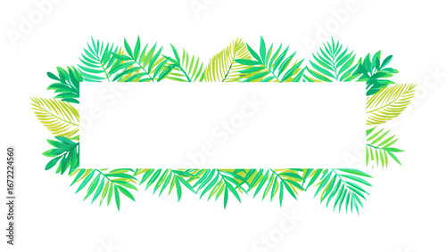 Tropical Design Template or Border With Palm Tre Leaves,vector icon
