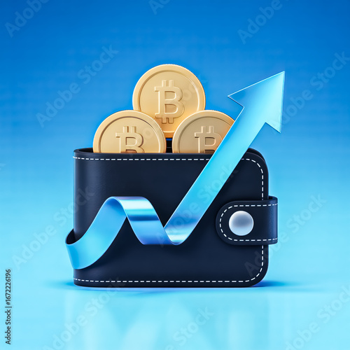 Bitcoin Wallet Growth Concept Cryptocurrency Investment Growth Illustration