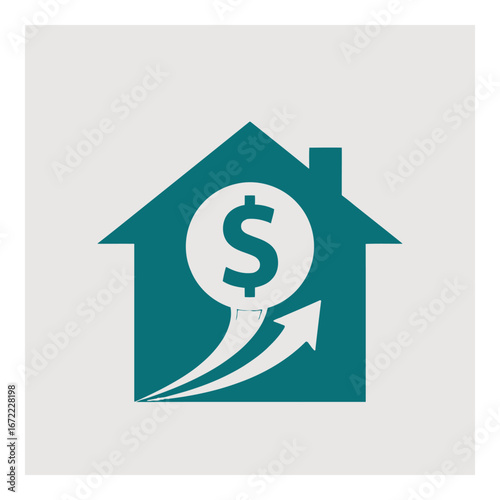 Vector art of house with dollar sign and upward arrow