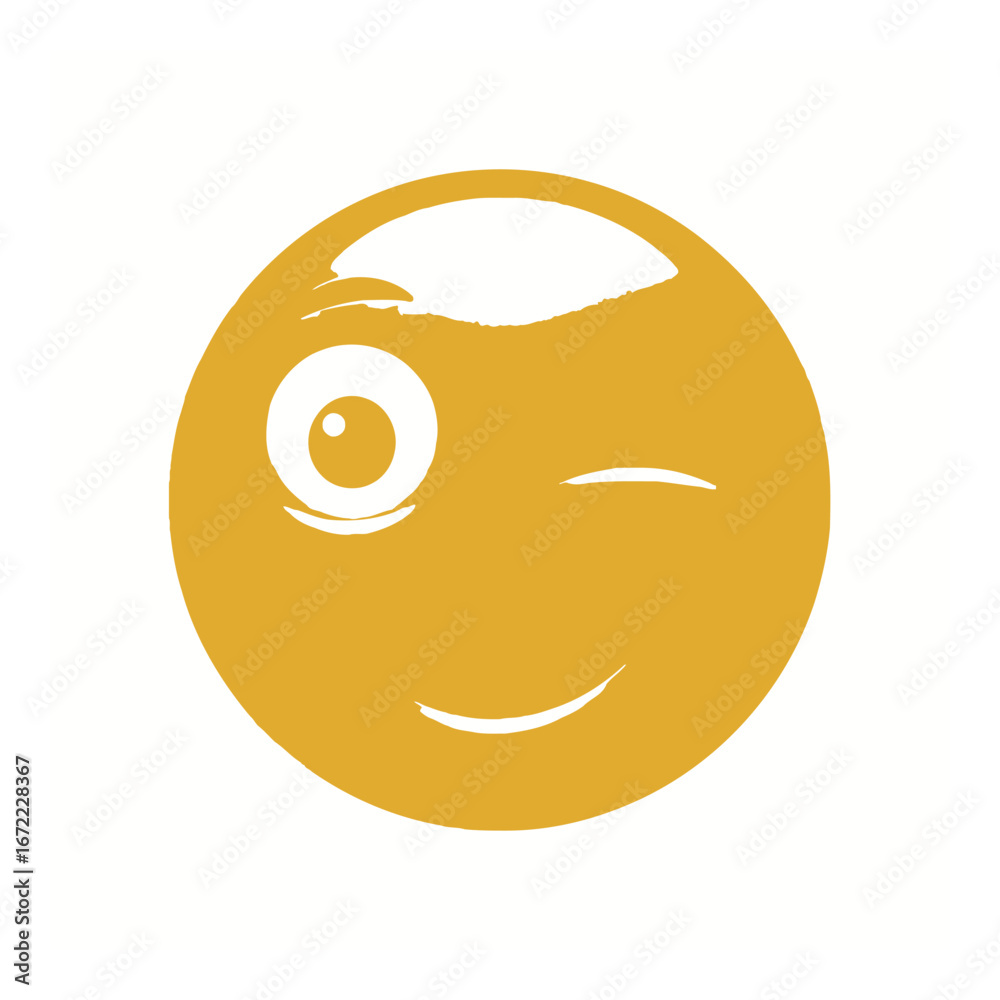 Fototapeta premium Vector art of winking smiley face with purple eye