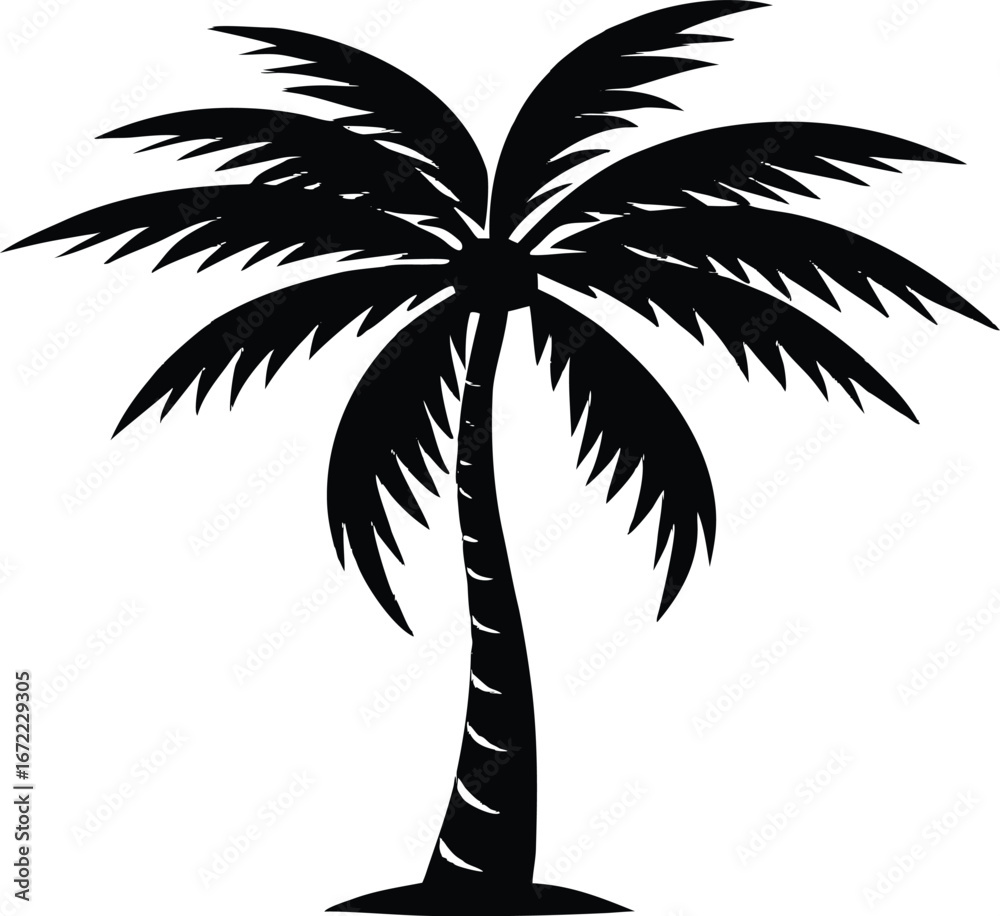 Obraz premium Coconut Palm Silhouette, Palm Tree Vector