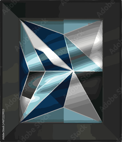 Top View of a Faceted Blue and Gray Gemstone with Dark Border jewel diamond