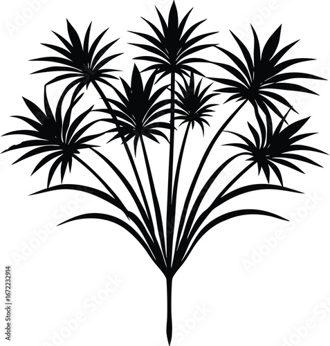 Papyrus Plant Silhouette, Ancient Plant Vector