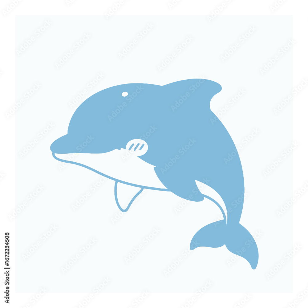 Fototapeta premium Vector art of cute cartoon dolphin swimming in water