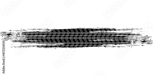Tire tread marks, wheel textures, tire marks - car racing, motocross, drift, rally, off-road and others. Vector black isolated texture in grunge style with splashes.modern