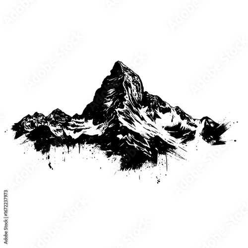 The majestic mountain silhouette is a striking monochrome masterpiece that conveys the raw beauty and strength of the mountain range.