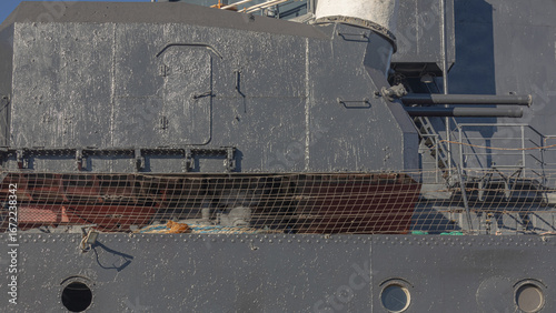 Принти на полотні The deck of a battlecruiser with guns