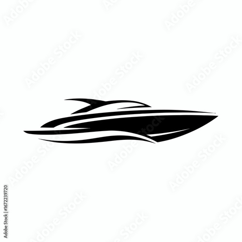 Картината върху платно Modern yacht vector illustration sleek silhouette of luxury boat for nautical ad