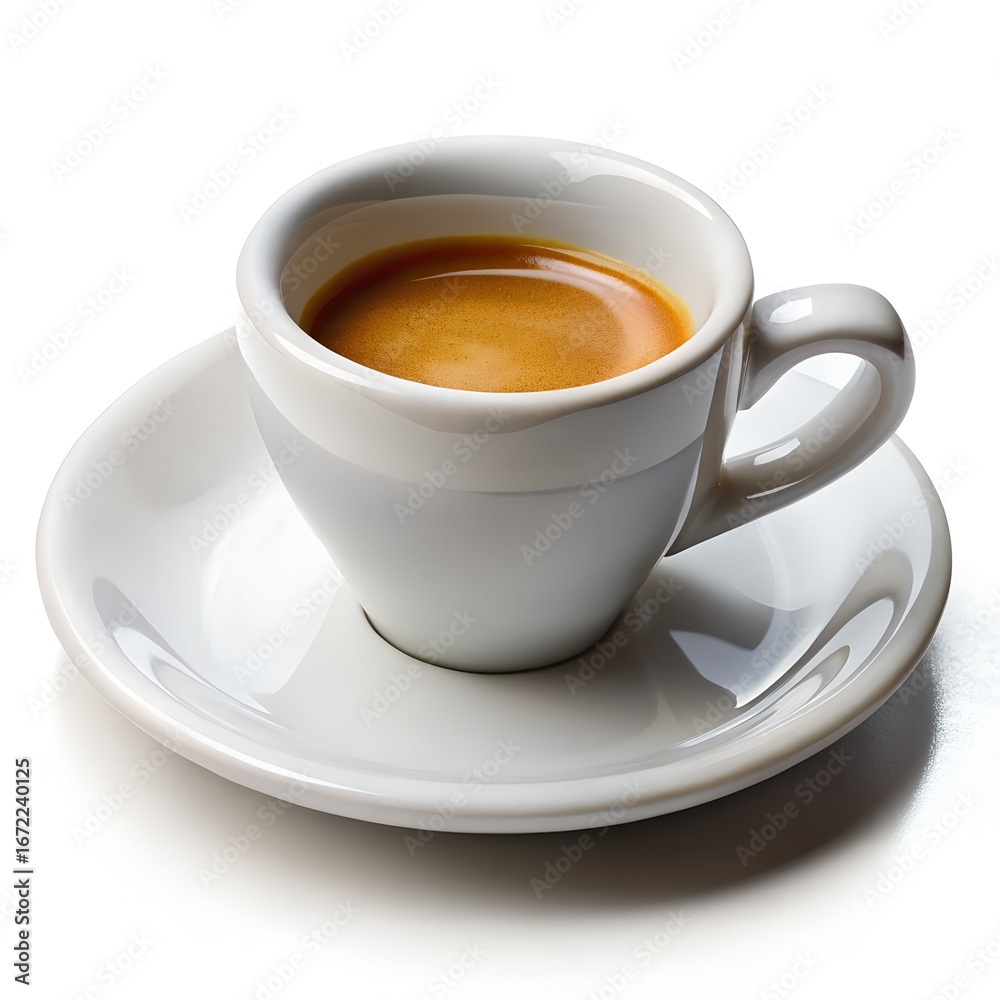 Obraz premium Small Espresso Cup and Saucer on White Background