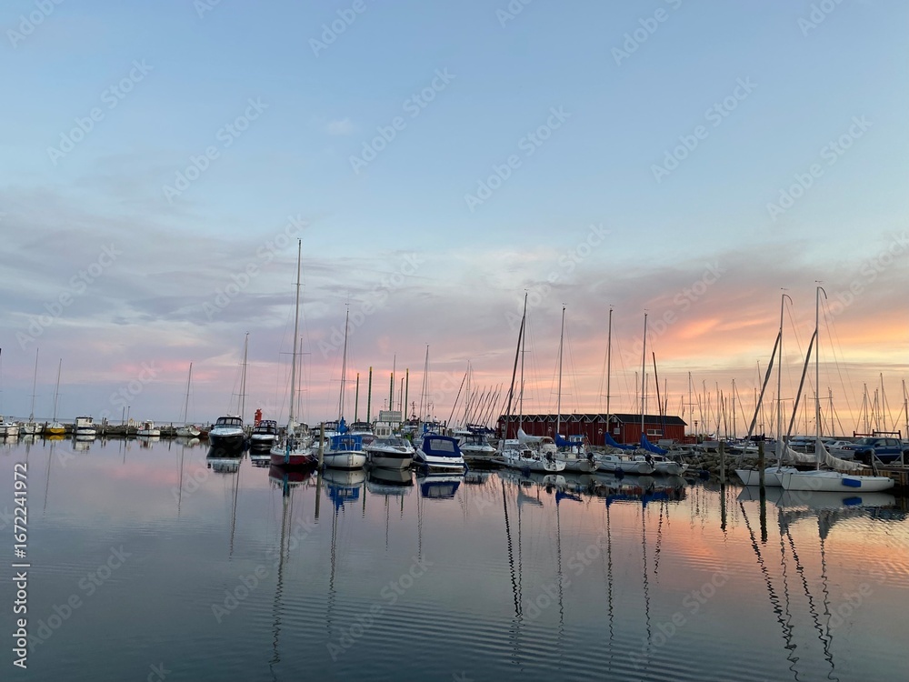 Fototapeta premium boats at sunset in Denmark