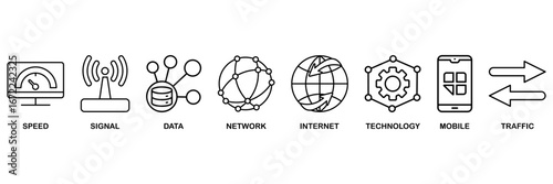 5G icon set vector illustration concept for speed, signal, data, network, internet, technology, mobile and traffic