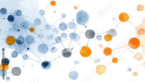 Watercolor network design with connected circles