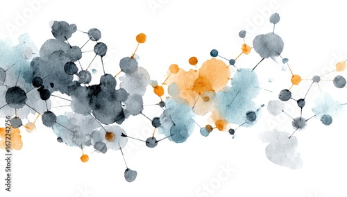 Abstract watercolor molecular structure design