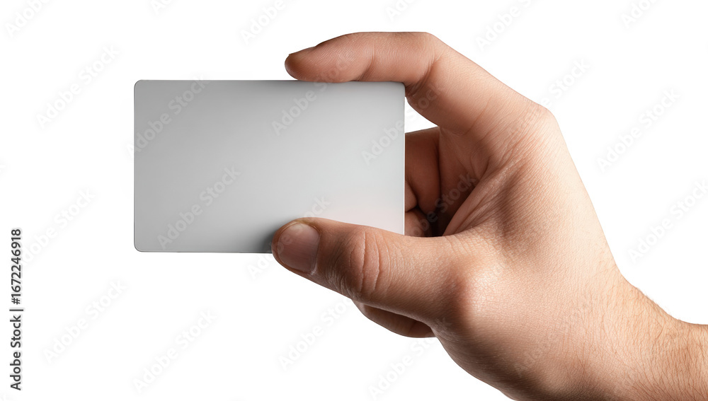 Obraz premium A hand holding a blank white business card