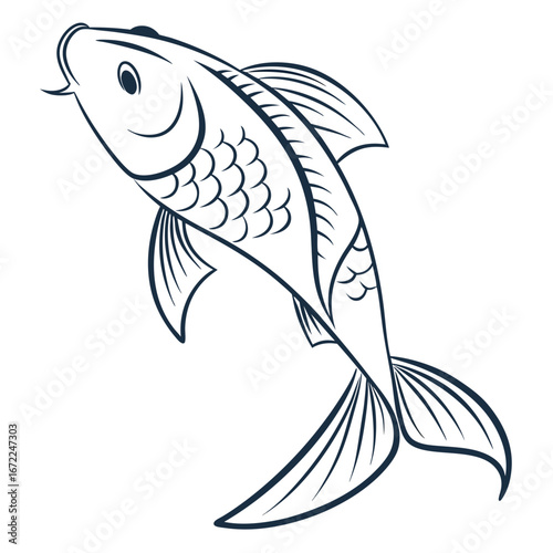 Illustration of a koi fish, perfect for japanese or asianthemed designs and artistic projects with a touch of elegance
