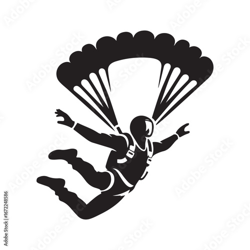 skydiver vector silhouette clip art logo design illustration