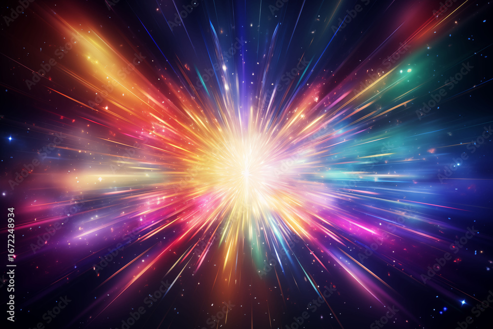 Fototapeta premium Explosion light with rainbow prism sparkle effect