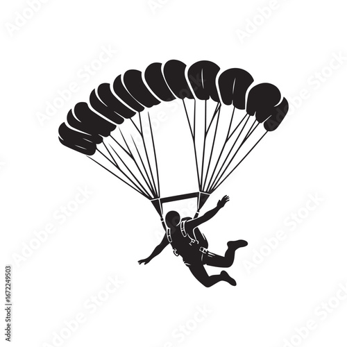 skydiver vector silhouette clip art logo design illustration