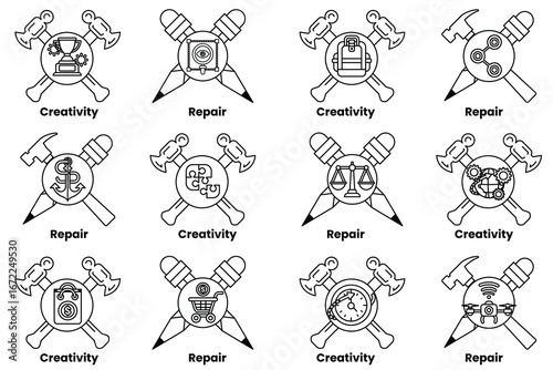 The image is a set of 12 different symbols, each with a different meaning