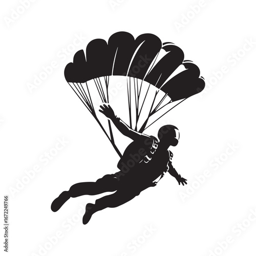 skydiver vector silhouette clip art logo design illustration