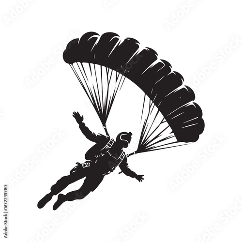 skydiver vector silhouette clip art logo design illustration