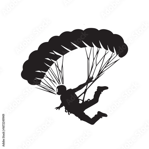 skydiver vector silhouette clip art logo design illustration
