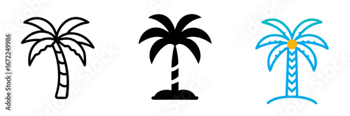 Tropical Palm Tree Icon Set | Palm, Tree, Tropical, Nature, Beach, Exotic